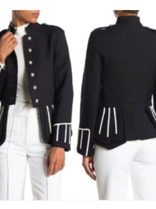 Burberry Jackets & Blazers - Burberry Ridgeton Wool Military Blazer Jacket In Navy Size 6/ IT 40